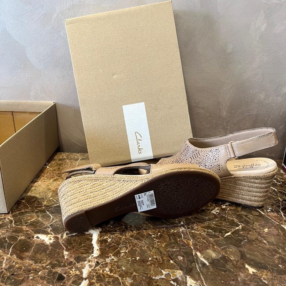 Clarks Tan Wedge Sandal